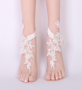Moda Kadın Dantel Ayak Halen Çıplak Ayak Sandal Plajı Düğün Çiçek Aksesuarları BRIDE2082981