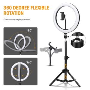 Işıklar LED Halka Işık Cep Telefonu Mobil Tutucu ile Ringlight 26 Cm Tripod Stand Flochotoot Işıkları Akış Fotoğraf Stüdyosu için Ligth