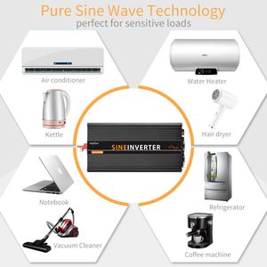 Enrise 5000 Вт Солнечный панельный инвертор Pure Sine Wave DC 24 В до 220 В.