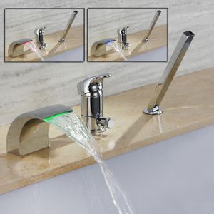 Skowll Banwtub Faucet Waterfall Want Want Светодиодная палуба