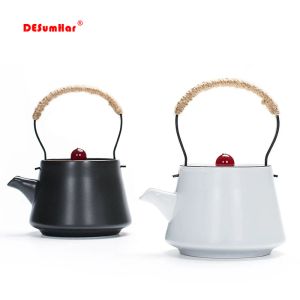 Новый керамический агата -чай чайник 240 мл, черный белый чайный горшок Pu'er Pot Home -Set Tea Set Одиночный чайный керамический цветочный чайник чайник