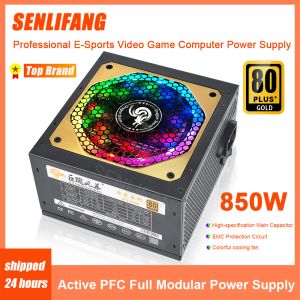 Поставки 850W Power Source 80plus Gold для ПК Профессиональная киберспортивная видеоигра компьютер PSU RGB Полный модульный поставка с 12 -сантиметровым вентилятором