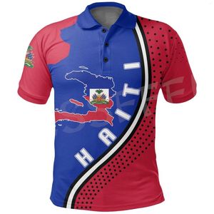 Erkek Polos Moda Özel Adı Ülke Bayrağı Karayip Deniz Haiti Dövme 3dprint Harajuku Yaz Günlük Komik Polo Gömlek Kısa Kollu X3
