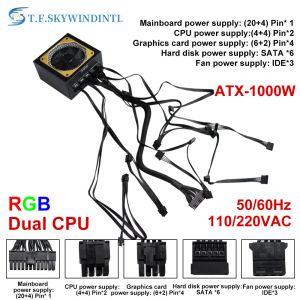 Malzemeler T.F.SKYWINDINTL 1000W RGB ATX 1000 Watt PC Güç Kaynağı PC Modüler PSU Anahtarlama Oyun Madencilik Güç Sarf malzemeleri Bilgisayar Kaynağı