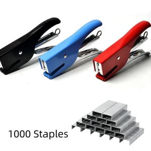 Stapler 1pcs Güçlü döndürülebilir Laborors Cover Cover Covery Metal Öğrenci Ofisi Elde Taşıyıcı Güçlü ve Dayanıklı 1000 Zımba içerir