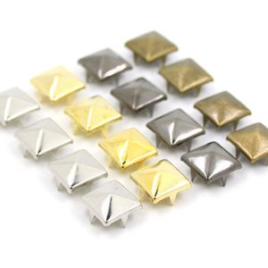 1000pcs rebites quadrados de metal quadrado 4 claw forma de pirâmide punk rivetes e pregos de couro diy para roupas/jeans/sacos 6/7/8/9/9/10/12mm