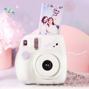 Çantalar Orijinal Fujifilm Fuji Instax Mini 7+ Anında Film Fotoğraf Kamerası Pembe Mavi Arka Renk Instock Ücretsiz Nakliye Mini 9'dan daha ucuz