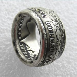 Gümüş Kaplamalı Morgan Gümüş Dollar Para Yüzüğü 'Başlıklar' Boyutlarda El Yapımı 8-16 Yüksek Kalite200D