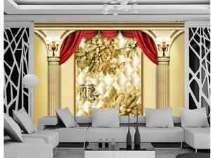 Duvar Kağıtları 3D Duvar Kağıdı Oda oymaları Şakayık TV Zemin Pencere Duvar Resimleri