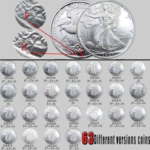 Liberty Coins 63pcs USA Yürüyüş parlak gümüş kopya para tam set sanat koleksiyon3134