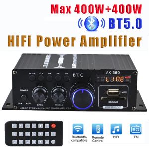 Amplificador AK380 12V Bluetooth Power Amplifier Home Car Classe D Hifi AMP MAX 800W Estéreo Bass Audio Suporte