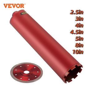 Vevor Wet Diamond Core Bit Bit 2,5-10 дюйма Dia.С лезвием 5/8IN-11 Универсальная нить для бурения бетонного кирпичного каменного каменного класса Мрамор