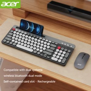 Combos Acer Bluetooth Kablosuz Klavye ve Fare Seti, Klavye ve Fare Şarjı DualMode Masaüstü Apple iPad Office kullanımı için