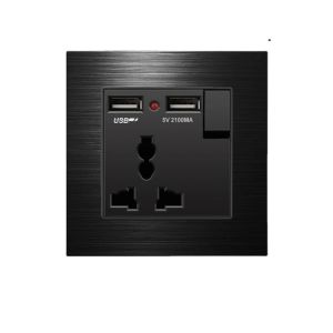 Depoguye UK USB C Wall Socket, USB Plug UK 13A Power Outlet, Black Aluminum Panel Universal Switch с сокетом AC110V-250V