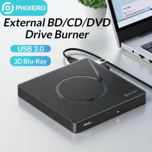 Kılıflar Phixero Harici 3D Blu Ray DVD Drive Brülör 100GB Diskli Slim Optical Writer Recorder Player