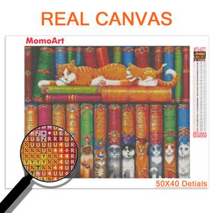 Momoart Diamond Painting Cat Cross Stitch Diamond Emelcodery Animal Book Mosaic Lidware изображение стразами искусства домашний декор