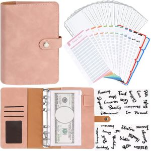 Defterler A6 DIY PU Deri Defter Binder Bütçe Bütçe Haftalık Planlayıcı Organizatör 6 Yüzük Bağlayıcı Kapak Gider Bütçe Sayfaları Pvc Note Kitap Kapağı