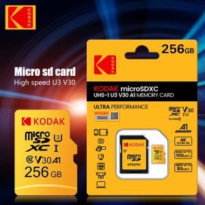 Kartlar Orijinal Kodak U3 Micro SD Kart 256GB SDXC/SDHC Sınıf 10 Flash Bellek Kartı C10 SD Adaptörlü MicroSD TF Kart