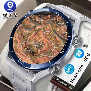 Смотрите 2023 NFC Amoled Smart Wwatch Men's Custom Dial Ответ телефон Sport GPS Motion Track Compass Водонепроницаемые умные часы Huawei Ultimate