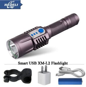Yeni Varış Şarj Edilebilir USB LED El Feneri 2 Fener Yüksek Güç Torçu 3800 Lümen Zoomable Flaş Işık Fener Taktik Bisiklet2358307