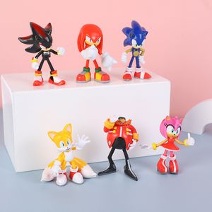 Сбор фигурки ПВХ Силиконовая кукла Sonic Hedgehog Figure Model 6 PCS 5/7/12 см Соберите статуи статуи KAWSS Модель ежа