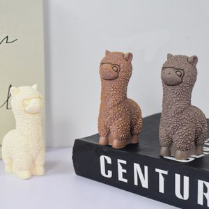 3D sevimli alpaca silikon mum kalıp diy koyun hayvan sabun reçine alçı kalıp çikolatalı kek buz küpü set ev dekor hediyesi