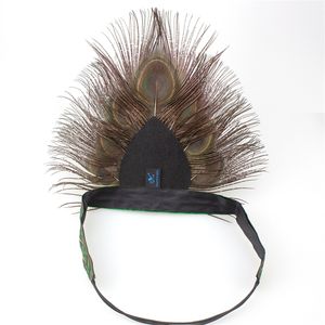 AHO034, natürliche Pfauenfederkristallkronen -Stirnband Indische Kopfbedeckungsclip Brosche Erwachsene Performance Halloween Party Karneval Tag