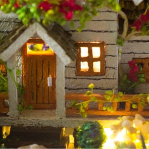 Diy ahşap bebek evi minyatür kitleri mobilya ile norveç ağaç evi cam top casa bebek evi oyuncaklar kızlar için Noel hediyeleri