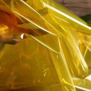TPU Kumaş Sarı Şeffaf Su Geçirmez Yağmur Contajı Film Çantası Giysileri DIY Dikiş Malzemesi için Toptan Kumaş Giyim