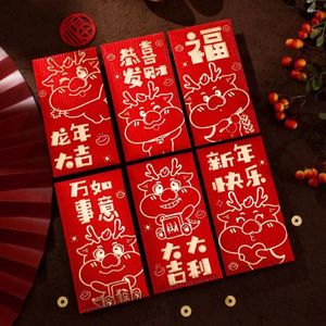Партийное украшение, полное благословения Dragon Год Hongbao 2024 Paper Red Packet Gilding Convelope конверт