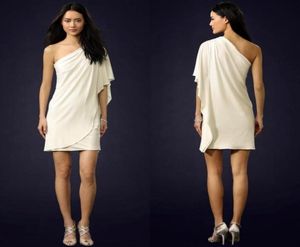 Zarif bir omuz grecian tarzı takılmış kısa mini parti elbiseler çift katmanlı modern romantizm parti önlükleri AE61504703160