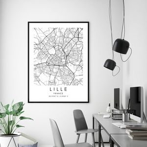 Lille City Map Nordic плакаты родной город улицы принты карта Canvas Painting Custom France Карта стены арт плакат минималистский домашний декор