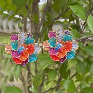 Saplama Küpe Freetry Modaya Modaya Gizli Kristal Boncuklar Reçine Çiçeği Kadınlar İçin Sevimli Altın Renkli Taç Petal Çiçek Mücevher Hediyeleri