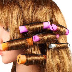 10pcs saç perma çubukları kaymaz plastik saç silindirleri Soğuk dalga çubuklar kadınlar için elastik kauçuk bant