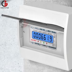 Din Rail 100a LCD Display Digital Multímetro Backlight Medidor de energia Medidor de energia Smart Electric Meter 3 Fase Wattmeter KWH Meter