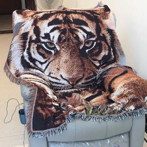 Одеяла текстиль Сити INS животные тигр гобелен одеяло Американское ретро -домашнее декор диван одеяло одеяло густой коврик для кемпинга на открытом воздухе