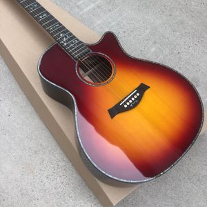 Stokta Yeni Varış 41# Akustik (Elektrik) Gitar 914CE Model Model Yatır Ahşap Ebony Kıvrığı/Köprü, Kiraz Sunburst'da Kemik Somun/Eyer 202403