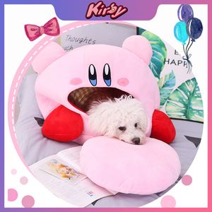 Anime Kirby Peluş Pet Kedi Köpek Yuvası Kawaii Komik Ofis Dinlenme Yastığı Sevimli Yumuşak Dolgulu Oyuncak Yatak Ev Dekora Bebek Doğum Hediye