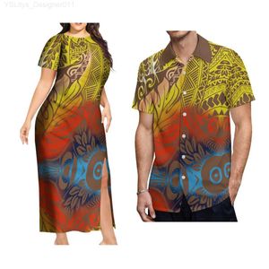Temel gündelik elbiseler polinezya tarzı o yaka bölünmüş tasarım kadın giyim Pacific erkek giyim 2024 yeni dalga baskı çift burada c240411