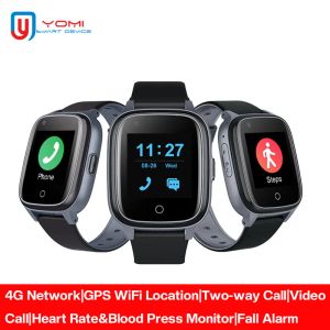 Watches Yaşlılar D32E GPS Tracker Su Geçirmez Kalp Hızı Monitörü Sonbahar Algılama SOS SIM Reloj Personas Mayores ile Telefon İzle