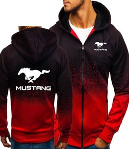 Hoodies erkekler mustang araba logosu baskı gündelik hiphop harajuku gradyan renkli kapüşonlu polar sweatshirtler fermuarlı ceket adam giyim y2008707656