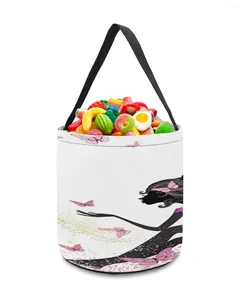 Depolama çantaları karikatür kelebek çiçek peri kız pembe dekor oyuncaklar sepet şeker çanta hediyeleri çocuklar için tote kumaş parti lehine