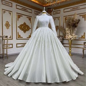 Stevditg жемчуг невеста модная высокая воротничка с длинными рукавами с бисероплетчиками.