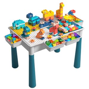Sıcak yapı taşları masa masası çok işlevsel büyük granül montajı ile saklama kutusu ile eğitim oyuncakları çocuklar için sürpriz hediye