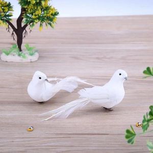 Dekoratif figürinler 1pc beyaz güvercinler tüy köpük yapay sevgili barış güvercinleri kuşlar ev bahçe düğün dekor taklit kuş modeli Noel Noel