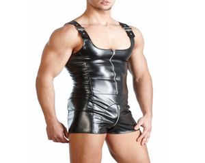 Yeni Pu Deri Erkekler Seksi Bodysuit Faux Lateks Erkek Erotik Tulum Kulübü Sahne Kostüm Gays Seks iç çamaşırı yetişkin ürünleri8267188