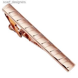 TIE Klips Hawson Noble Tasarımlar Erkek Gömleği için Tie Clips Shinny Gül Altın Renkli Tie Bar Pins Düğün İşi Y240411