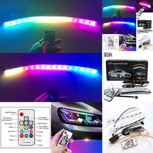 TCART RGB LED Gündüz koşu lambaları DRL uzaktan kumanda Audi TT 2 8J 2006-2014 Otomobil Accessorie için Renkli Gözlü Göz Işık Şeridi