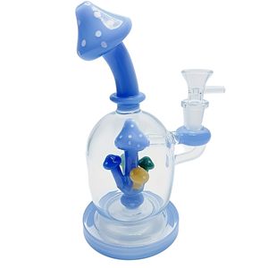 Cam kase ve karışık renk külü yakalayıcı ile yeni 8.6 inç mavi mantar şekli su bong dab teçhizat hookahlar için h2521 için