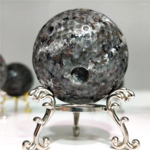 Figurine decorative Real Natural Flame Stone Yooperlite Rocce di cristallo Rocce a forma di luna Sfera gemme geologiche gemiche geologiche e minerali
